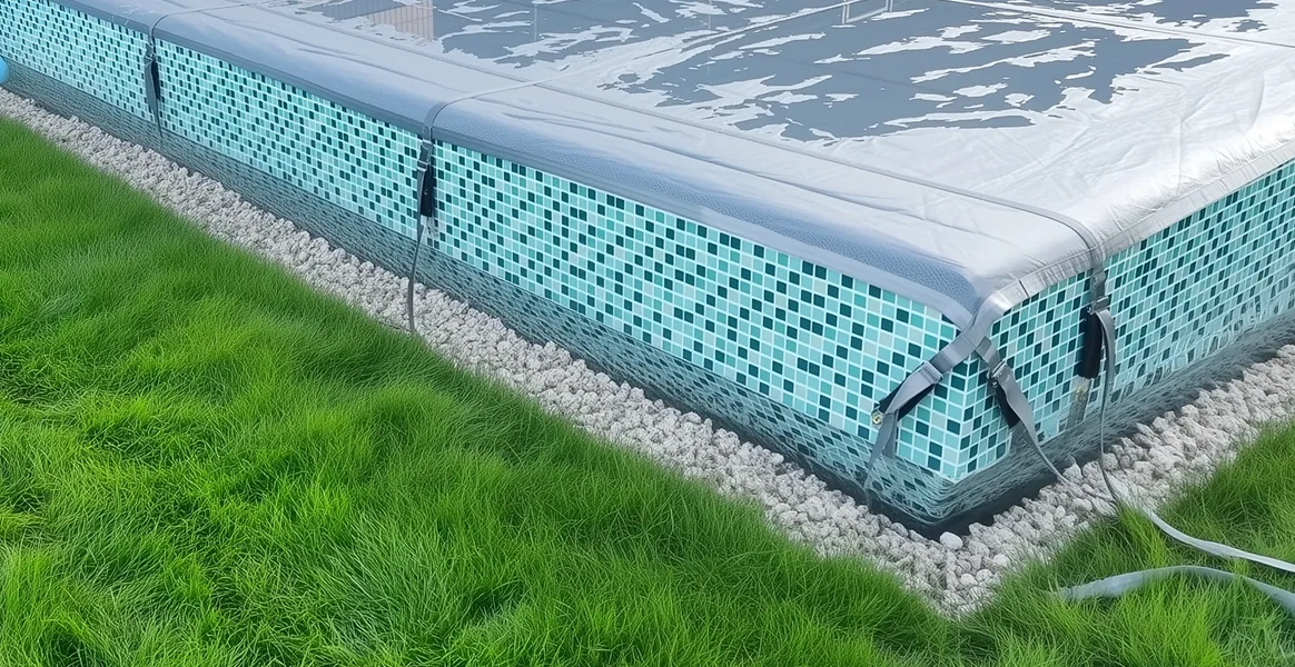 Покрывало для бассейна под снегом — защита зимой в Волгодонске